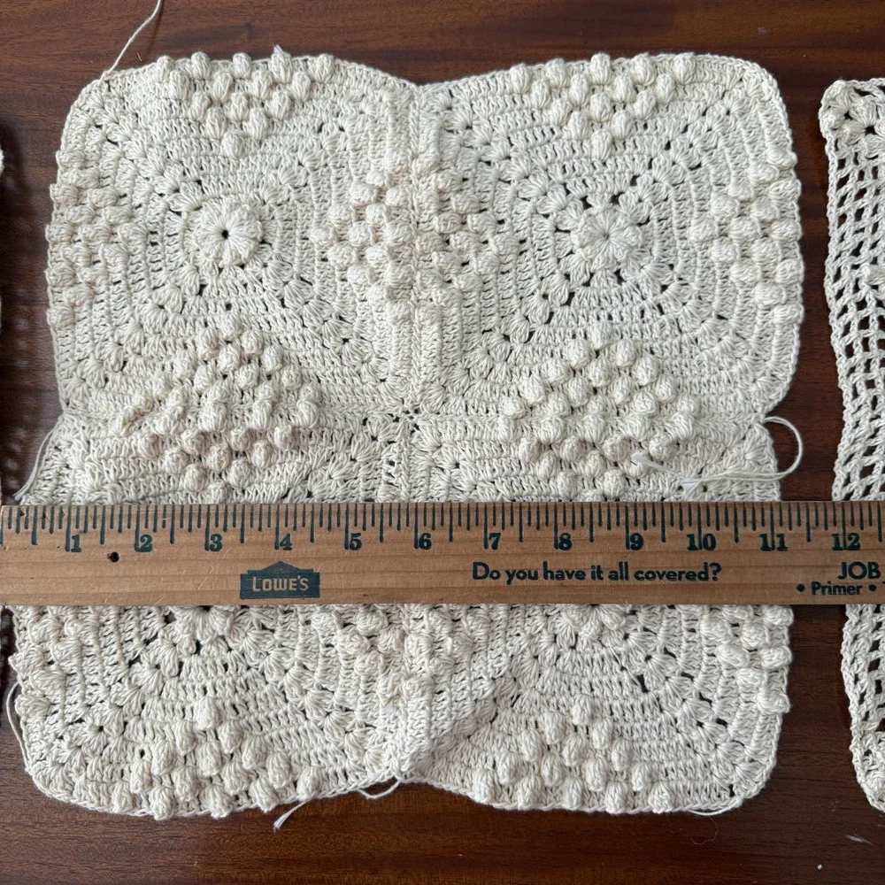 Vintage Crochet Granny Squares Lot 9 Handmade Cotton Motifs Mixed Sizes Cottage